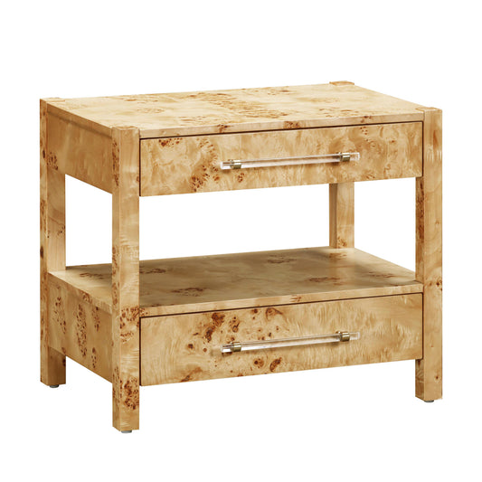 Brandyss 26" Burl 2-Drawer Nightstand Natural by Tov Furniture