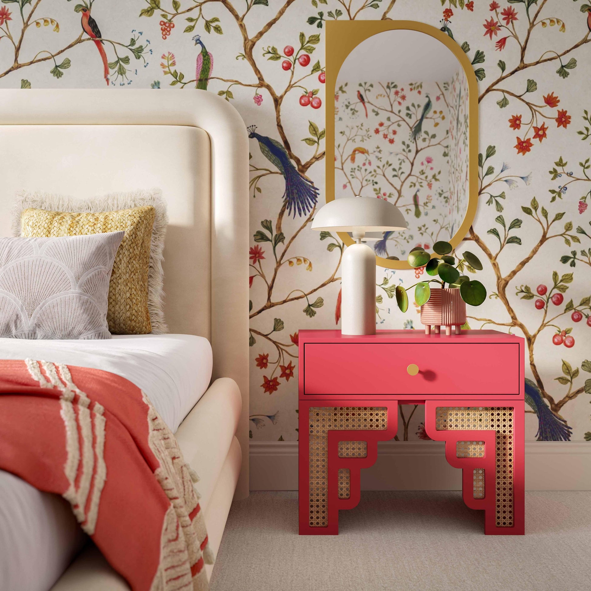 Suzie 26" Rattan Nightstand With Drawer Pink by Tov Furniture