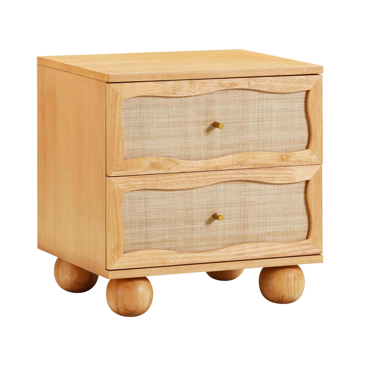 Grappa Natural Wood & Rattan Wavy Nightstand by TOV Furniture – photo 1 of 9