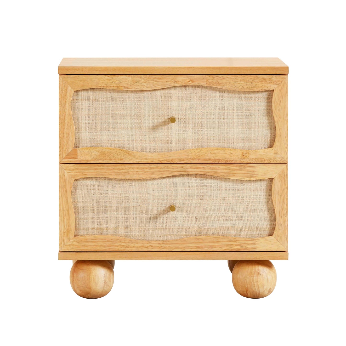 Grappa 22 Wood Raffia Wavy 2 Drawer Nightstand by TOV B54520