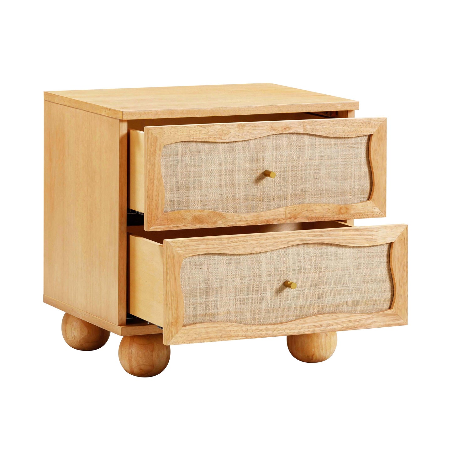 Grappa 22 Wood Raffia Wavy 2 Drawer Nightstand by TOV B54344
