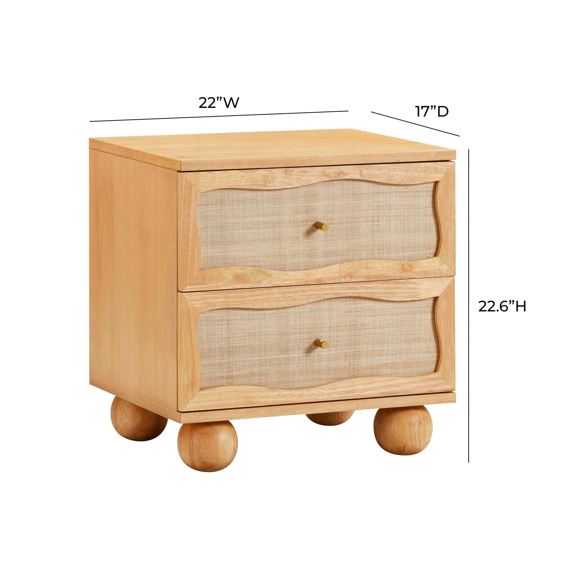 Grappa 22 Wood Raffia Wavy 2 Drawer Nightstand by TOV B54520