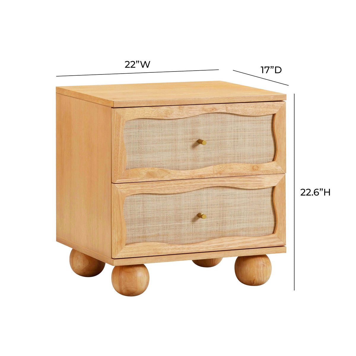 Grappa Natural Wood & Rattan Wavy Nightstand by TOV Furniture – photo 7 of 9