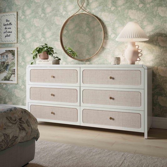 Patty White Rattan 6 Drawer Dresser by TOV Furniture – photo 2 of 8