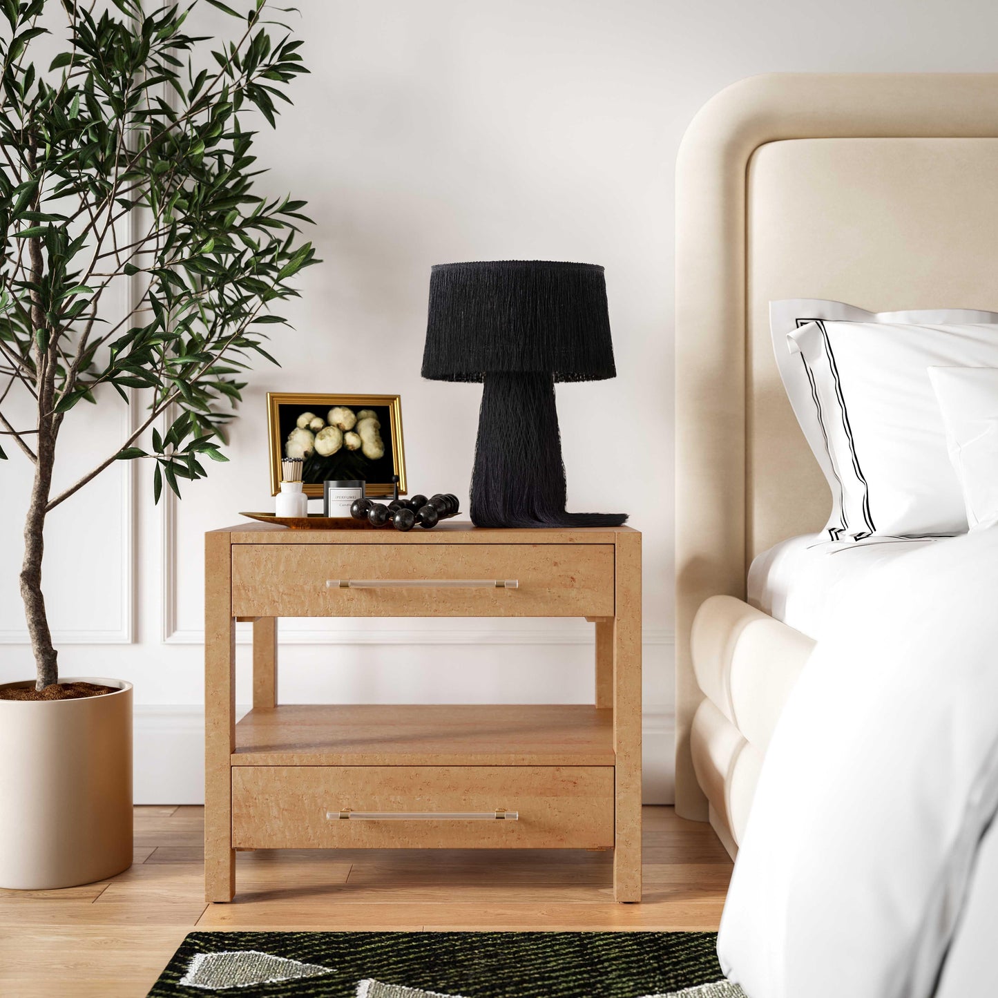 Brandyss 26" Burl 2-Drawer Nightstand Birdseye Maple by Tov Furniture