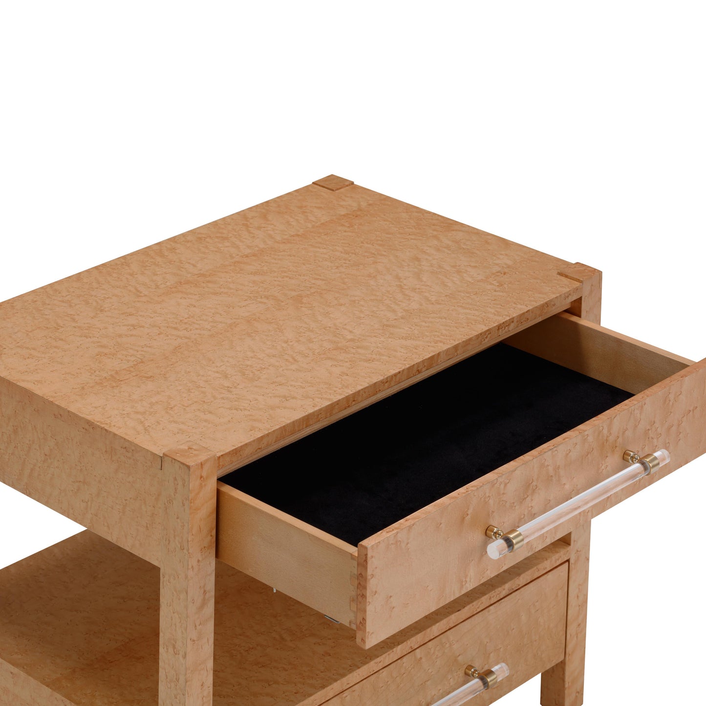Brandyss 26" Burl 2-Drawer Nightstand Birdseye Maple by Tov Furniture