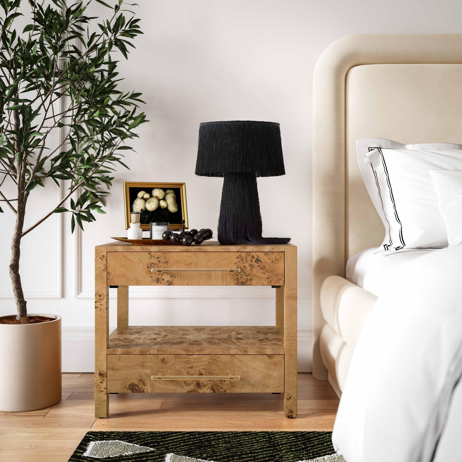 Brandyss 26 Burl 2 Drawer Nightstand by TOV B54190