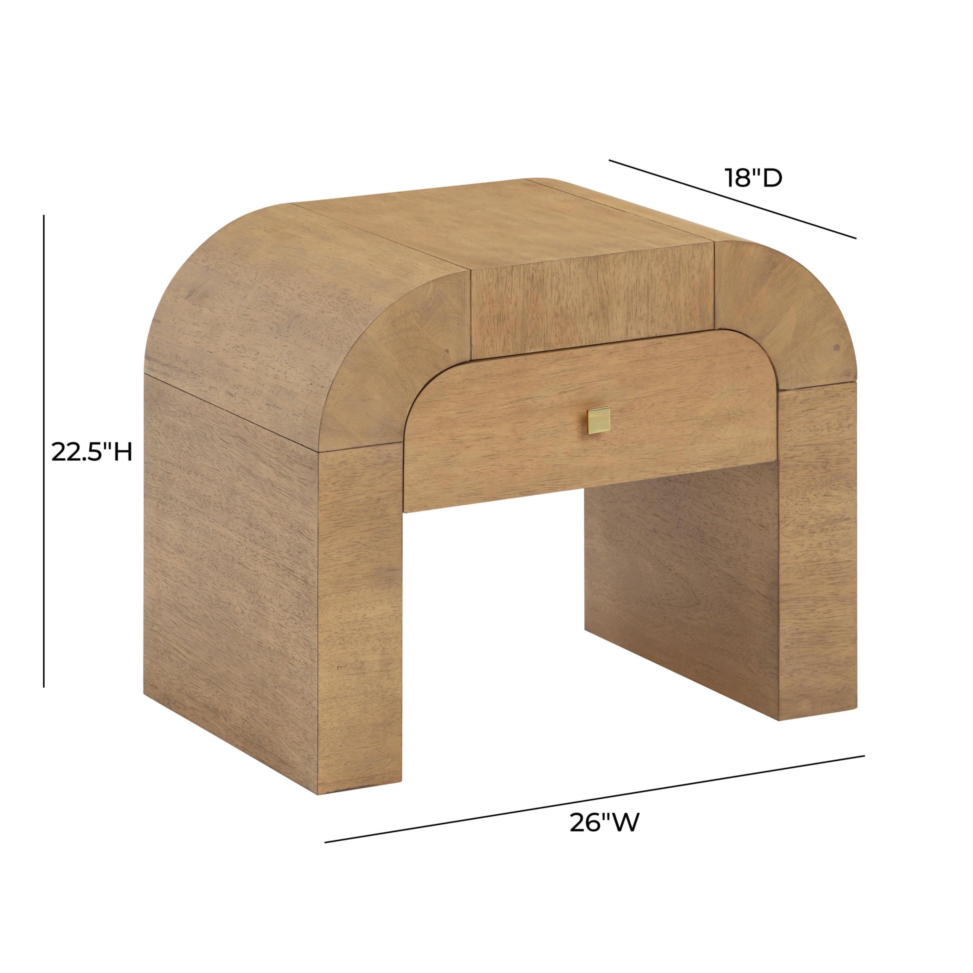 Hump 26 Arched Nightstand With Drawer by TOV B44074