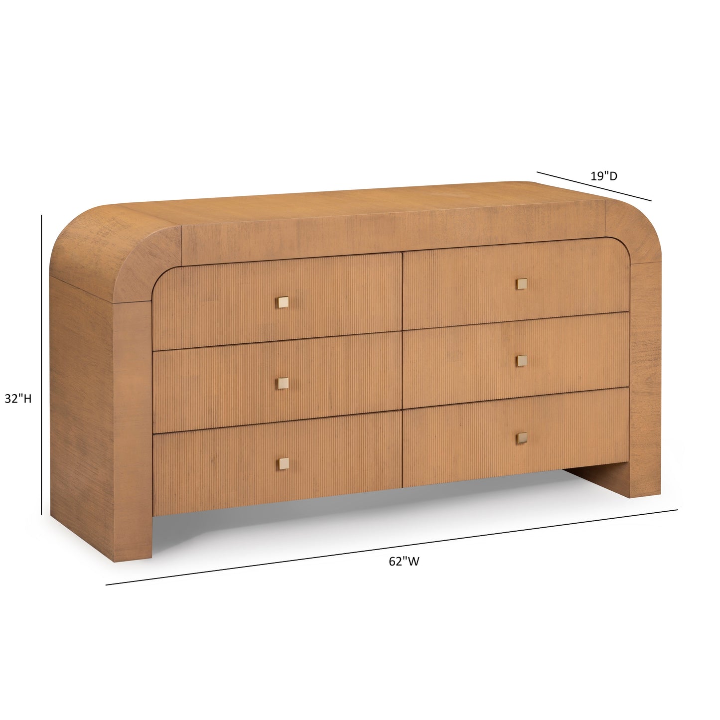 Hump 62" Arched 6-Drawer Dresser Natural by Tov Furniture