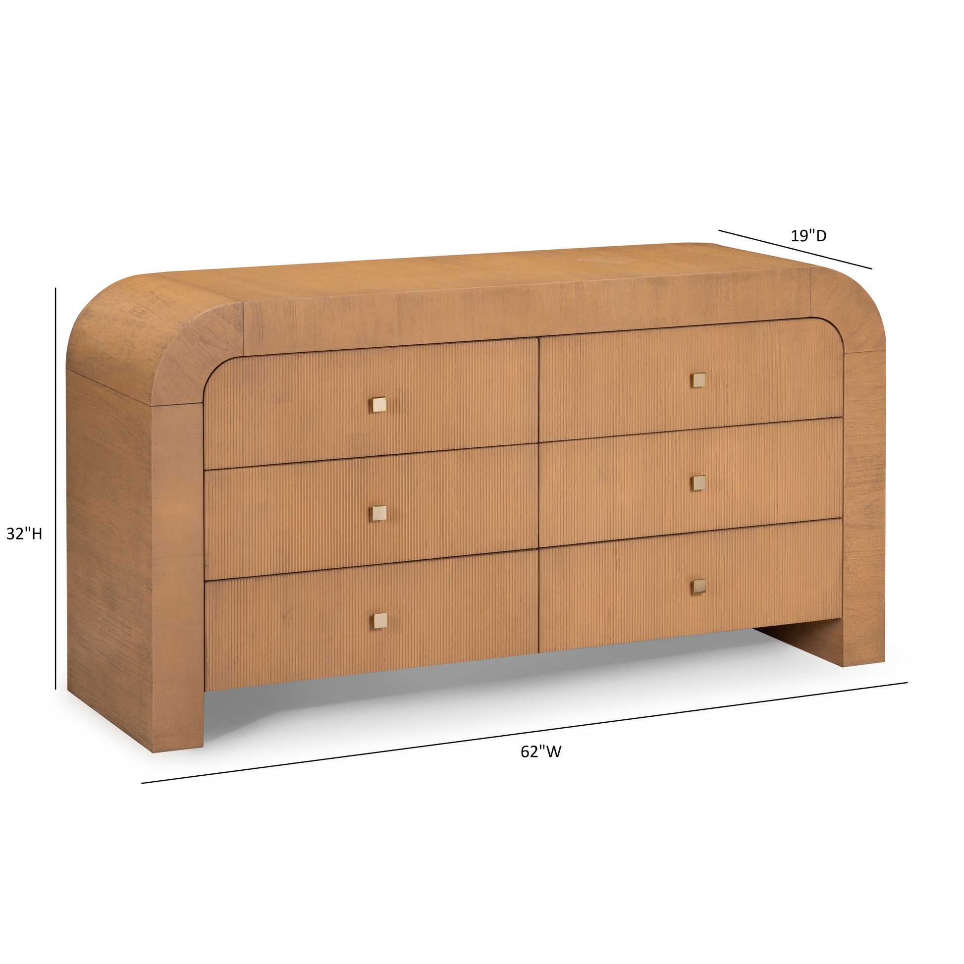 Hump 62" Arched 6-Drawer Dresser Natural by Tov Furniture