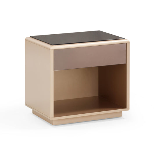 Martha 25" Taupe Mirrored Nightstand With Drawer Taupe by Tov Furniture