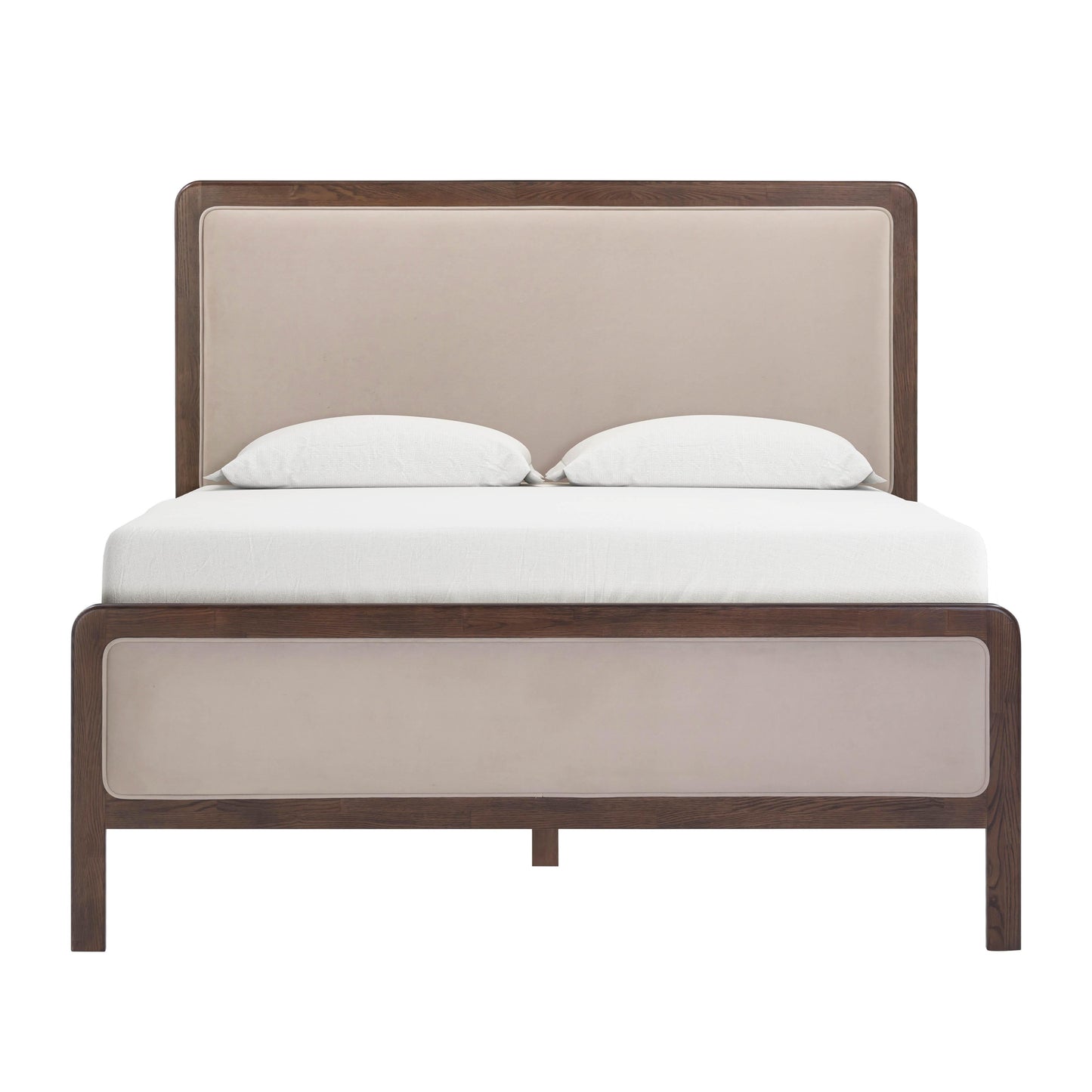 Hella Contract-Grade Velvet and Ash Wood Taupe Queen Bed by Tov Furniture