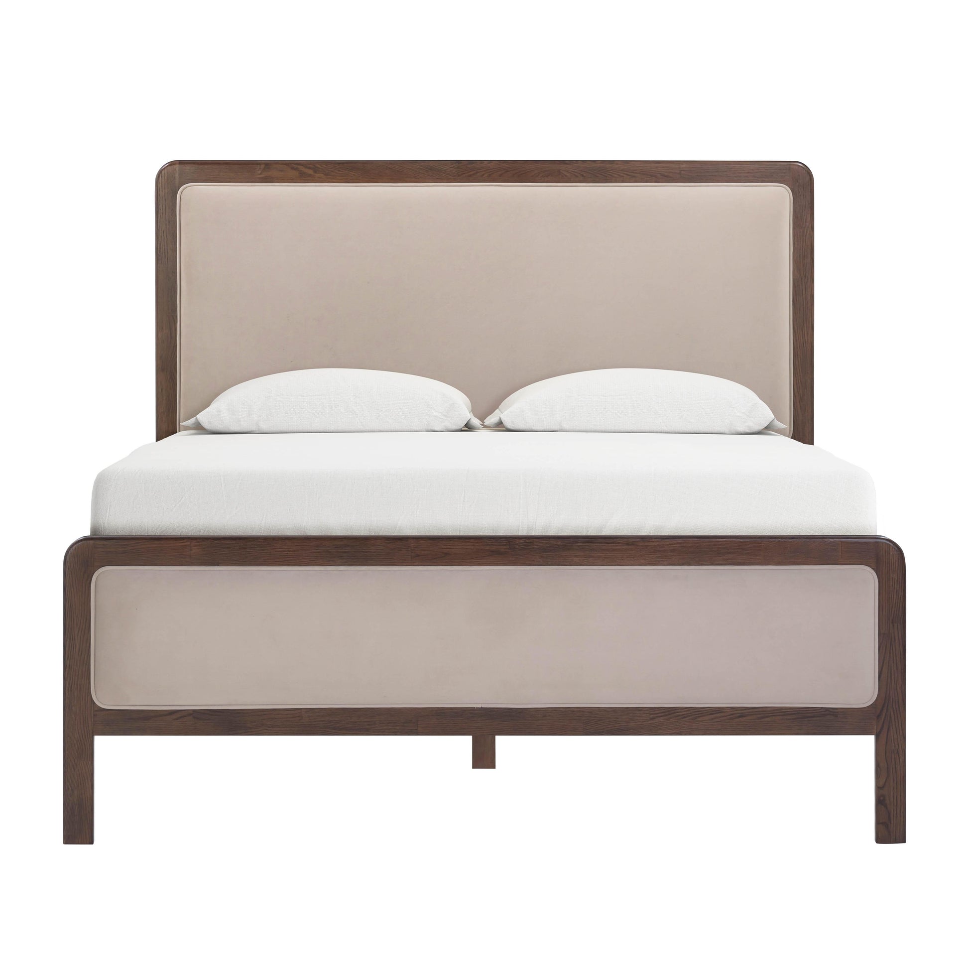 Hella Contract-Grade Velvet and Ash Wood Taupe Queen Bed by Tov Furniture