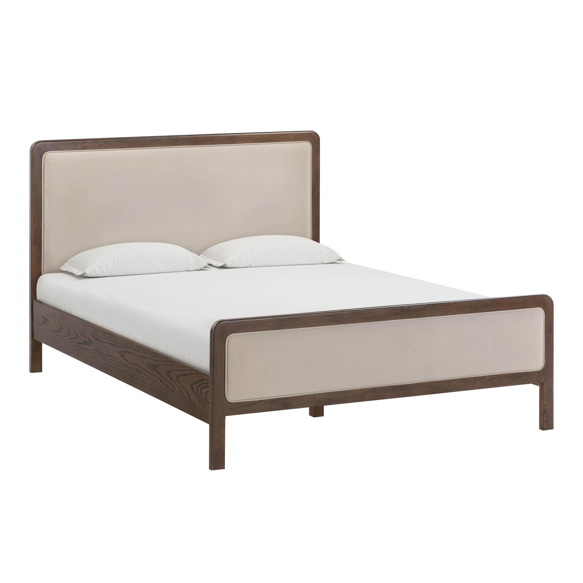 Hella Contract-Grade Velvet and Ash Wood Taupe Queen Bed by Tov Furniture