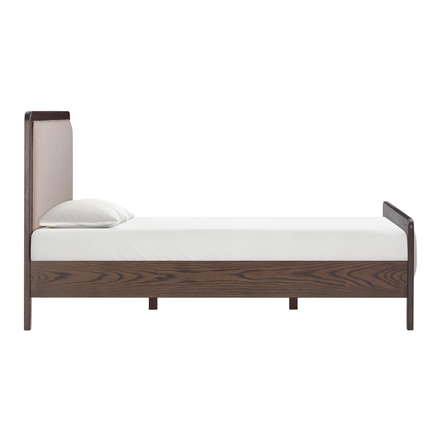 Hella Contract-Grade Velvet and Ash Wood Taupe Queen Bed by Tov Furniture