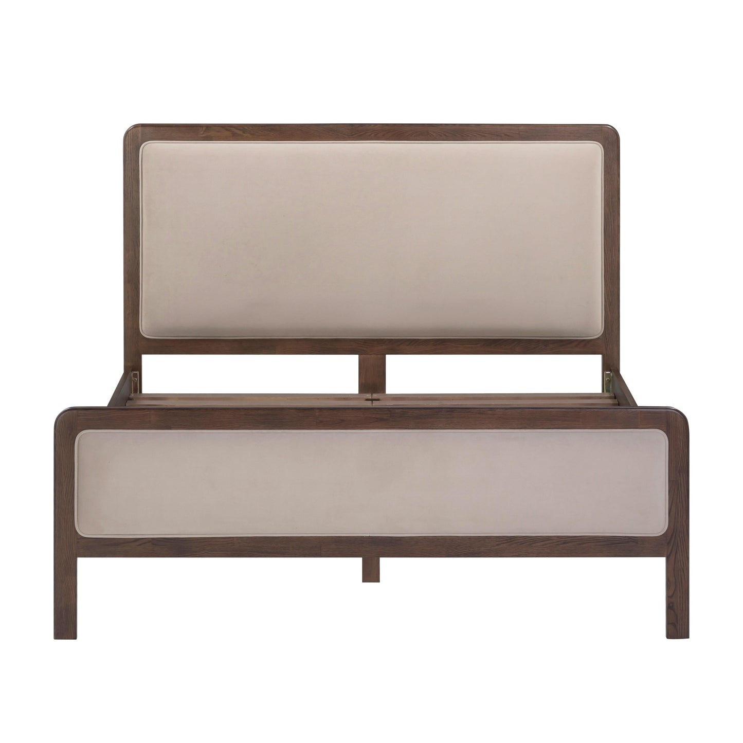 Hella Contract-Grade Velvet and Ash Wood Taupe Queen Bed by Tov Furniture