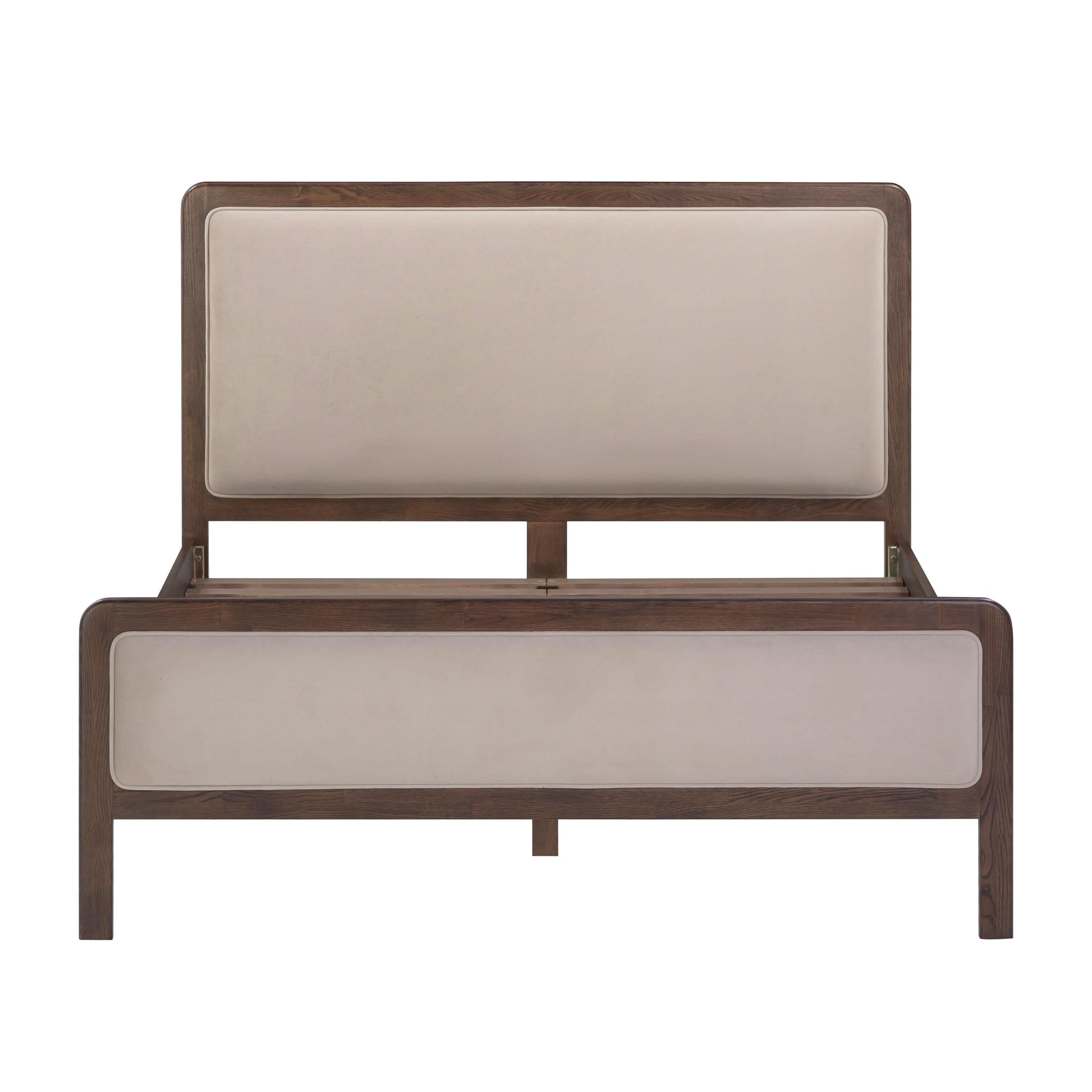 Hella Contract-Grade Velvet and Ash Wood Taupe Queen Bed by Tov Furniture
