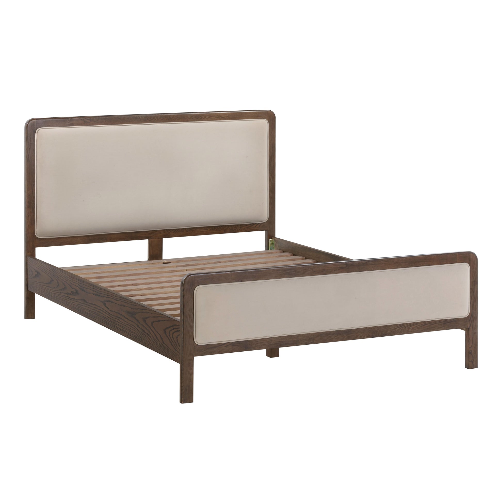 Hella Contract-Grade Velvet and Ash Wood Taupe Queen Bed by Tov Furniture