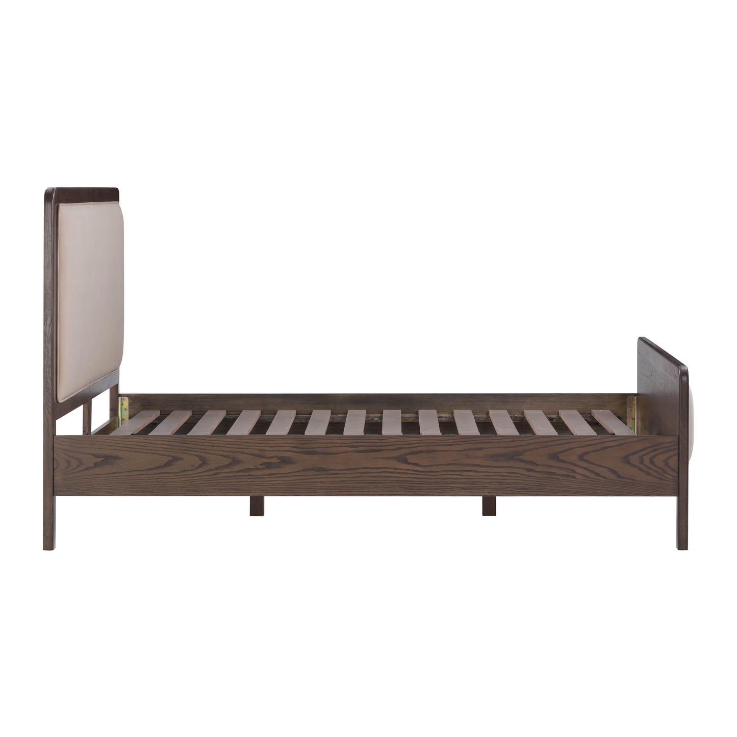 Hella Contract-Grade Velvet and Ash Wood Taupe Queen Bed by Tov Furniture