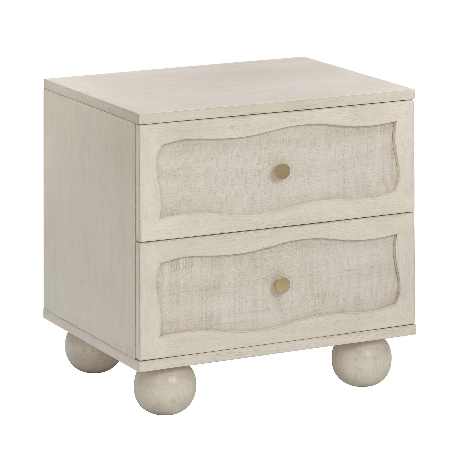 Grappa 22 Wood Raffia Wavy 2 Drawer Nightstand by TOV B54520