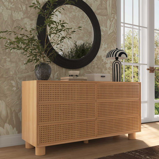 Miles 62" Natural Wood 6-Drawer Dresser by TOV Furniture – photo 2 of 10