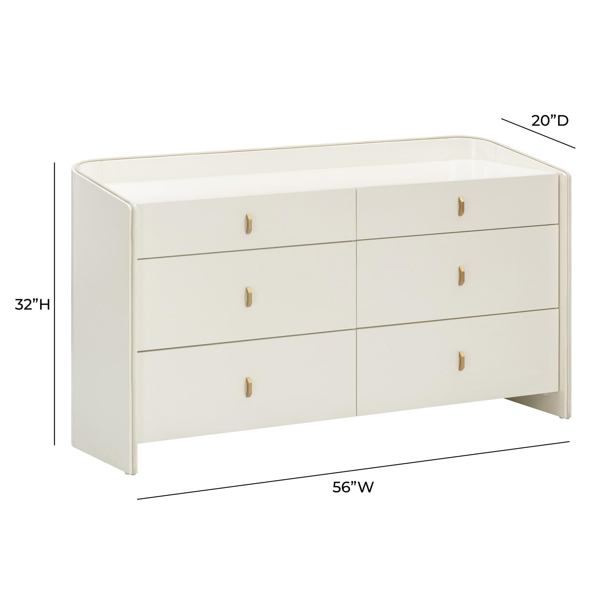 Collins 56" Cream 6-Drawer Dresser Cream by Tov Furniture