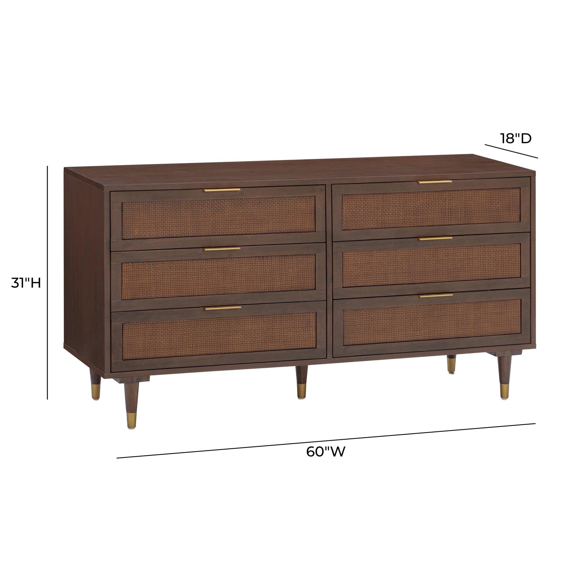 Sierra 60 Cane 6 Drawer Dresser by TOV B44113