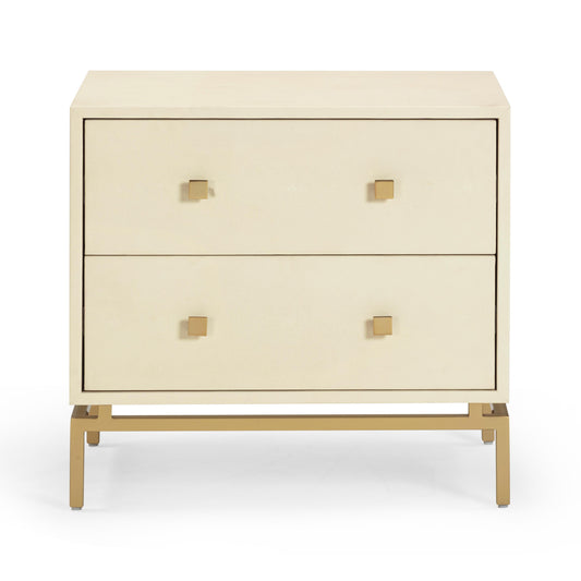 Pesce 25" Shagreen 2 Drawer Nightstand Cream by Tov Furniture