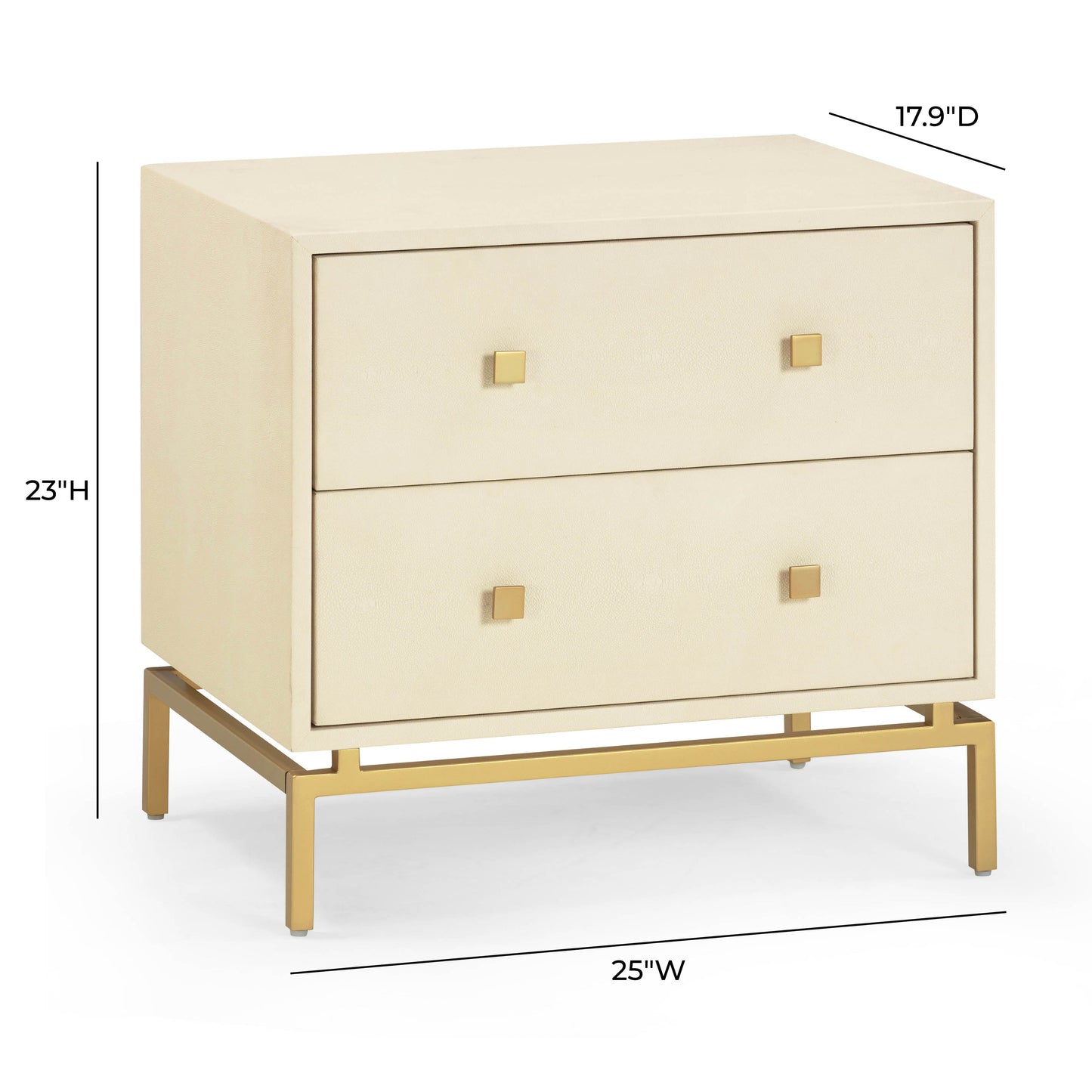 Pesce 25" Shagreen 2 Drawer Nightstand Cream by Tov Furniture