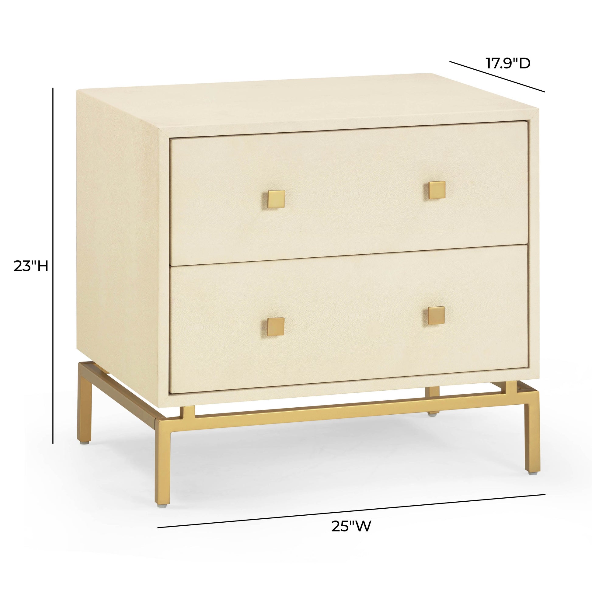 Pesce 25" Shagreen 2 Drawer Nightstand Cream by Tov Furniture