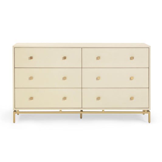 Pesce 57" Shagreen 6 Drawer Dresser Cream by Tov Furniture