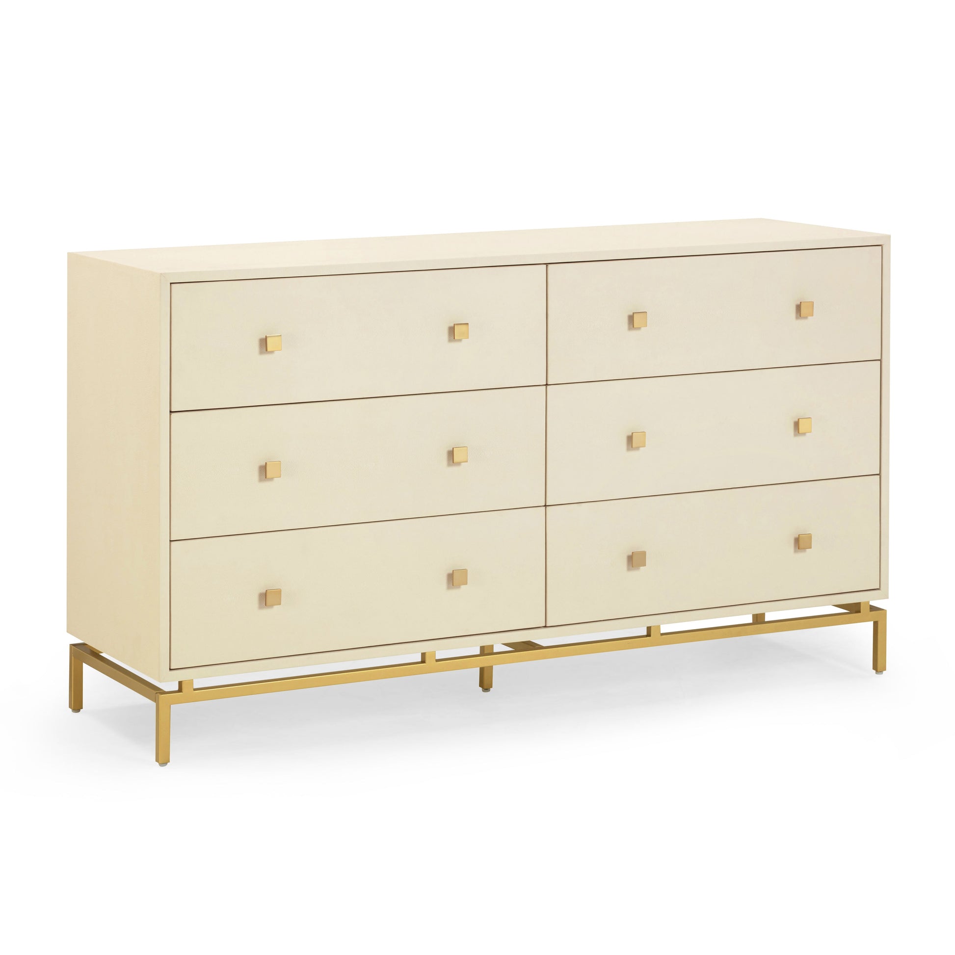 Pesce 57" Shagreen 6 Drawer Dresser Cream by Tov Furniture
