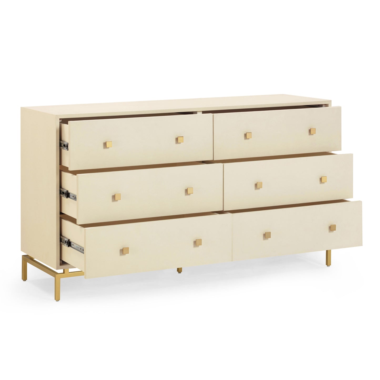 Pesce 57" Shagreen 6 Drawer Dresser Cream by Tov Furniture