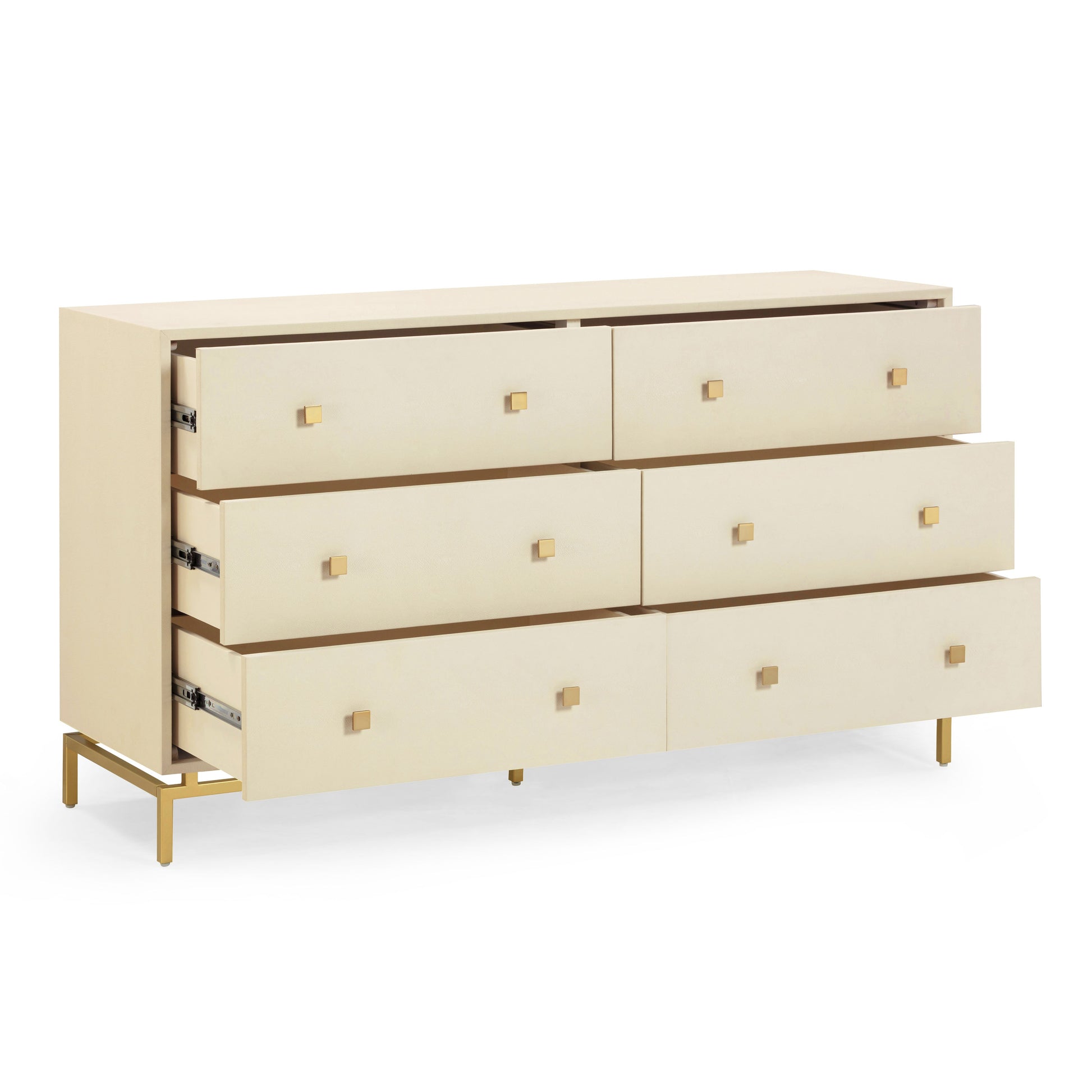 Pesce 57" Shagreen 6 Drawer Dresser Cream by Tov Furniture