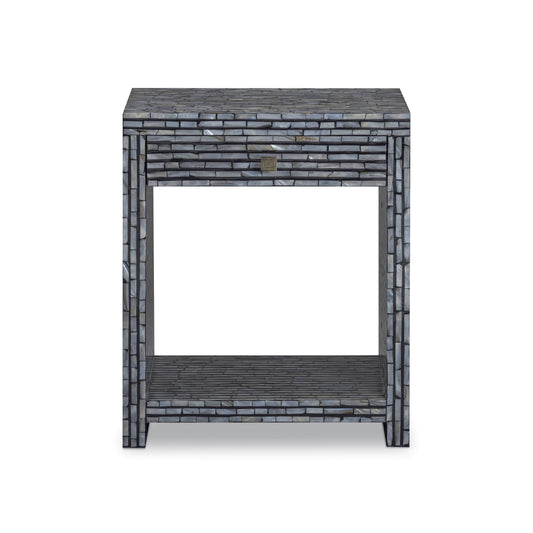Cassis 20" Mother of Pearl 1-Drawer Nightstand Black by Tov Furniture