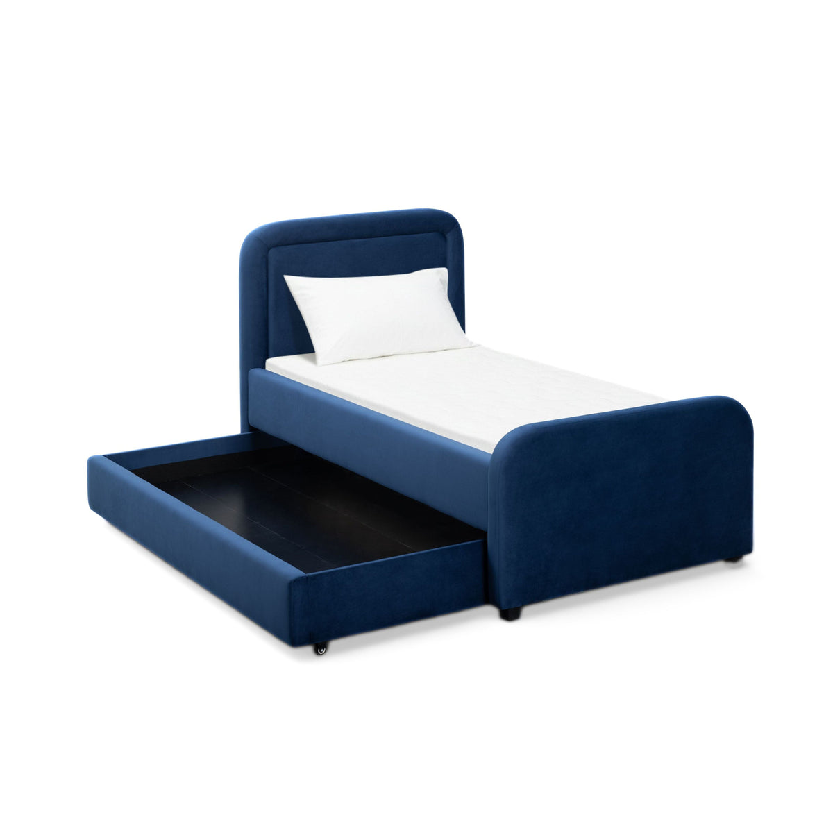 Briella Navy Blue Performance Velvet Trundle Bed in Twin by TOV Furniture – photo 1 of 10