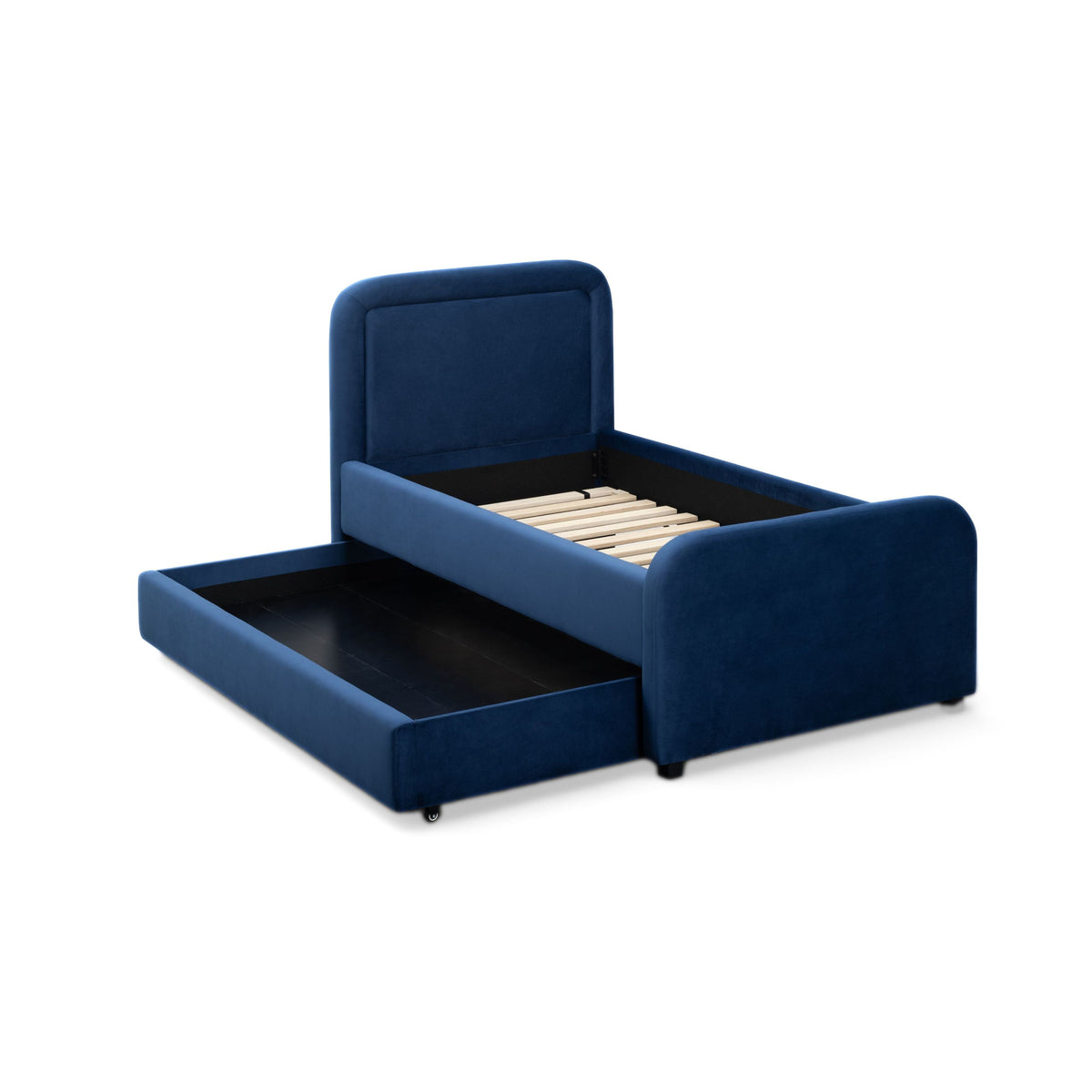 Briella Navy Blue Performance Velvet Trundle Bed in Twin by TOV Furniture – photo 5 of 10