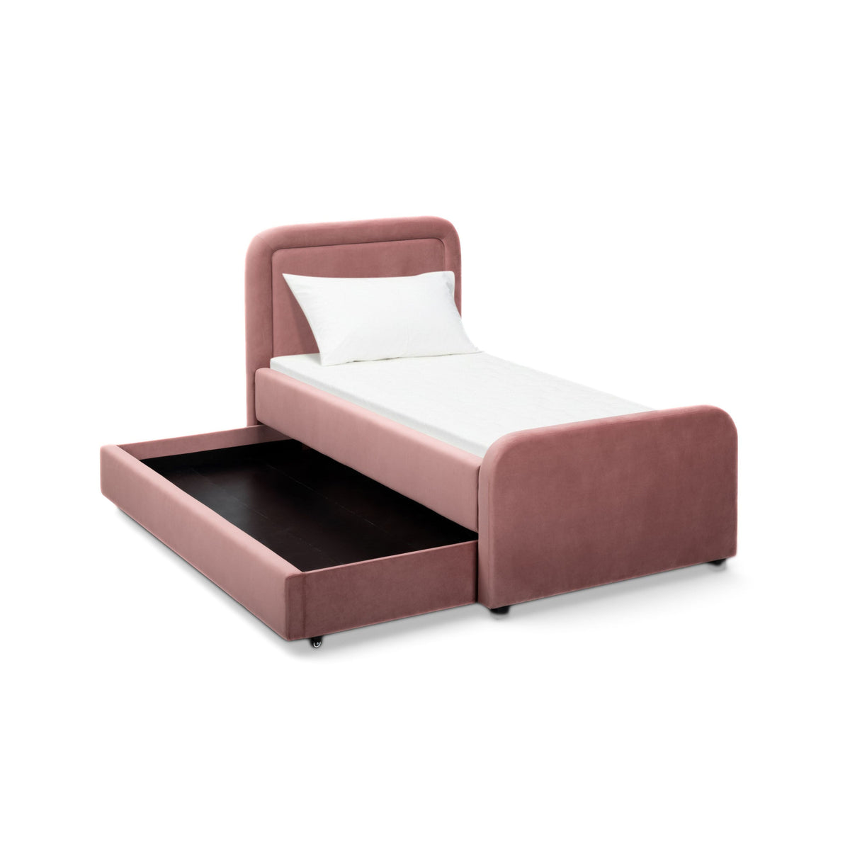 Briella Salmon Performance Velvet Trundle Bed in Twin by TOV Furniture – photo 1 of 10