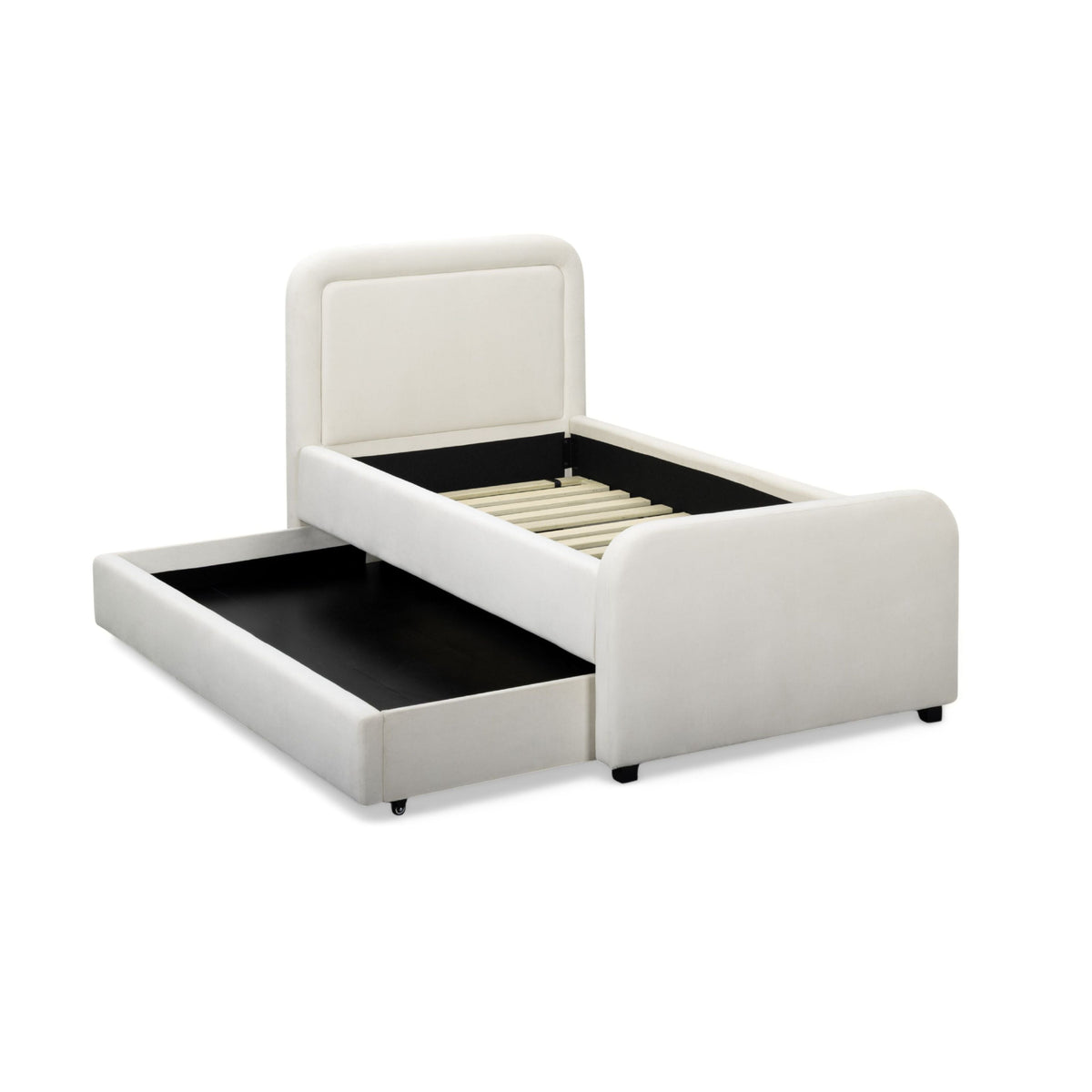 Briella Cream Performance Velvet Trundle Bed in Twin by TOV Furniture – photo 6 of 10