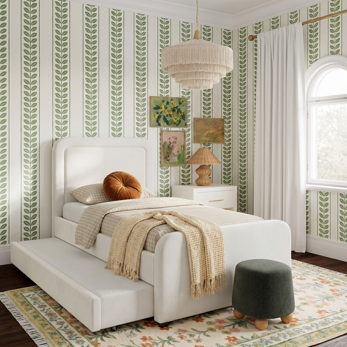 Briella Cream Performance Velvet Trundle Bed in Twin by TOV Furniture – photo 3 of 10
