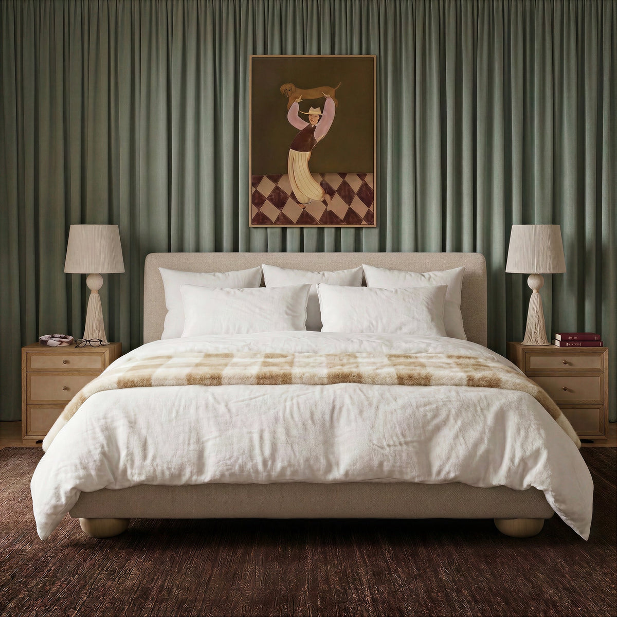 Rayne Cream Textured Fabric Queen Bed by TOV Furniture – photo 2 of 9
