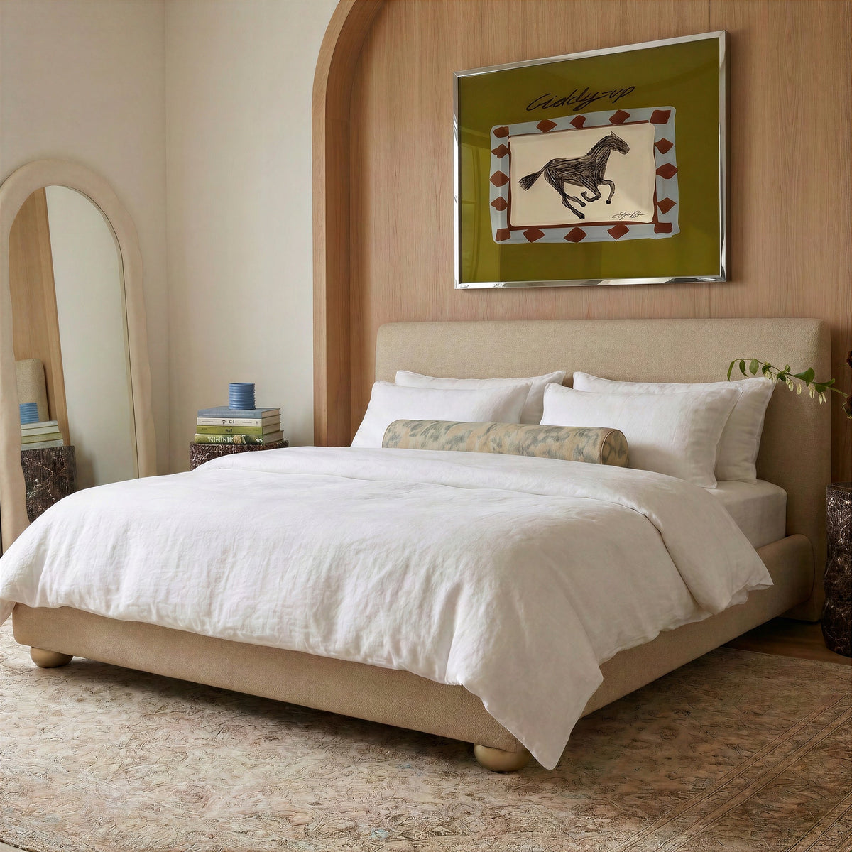 Rayne Honey Textured Fabric Queen Bed by TOV Furniture – photo 2 of 9