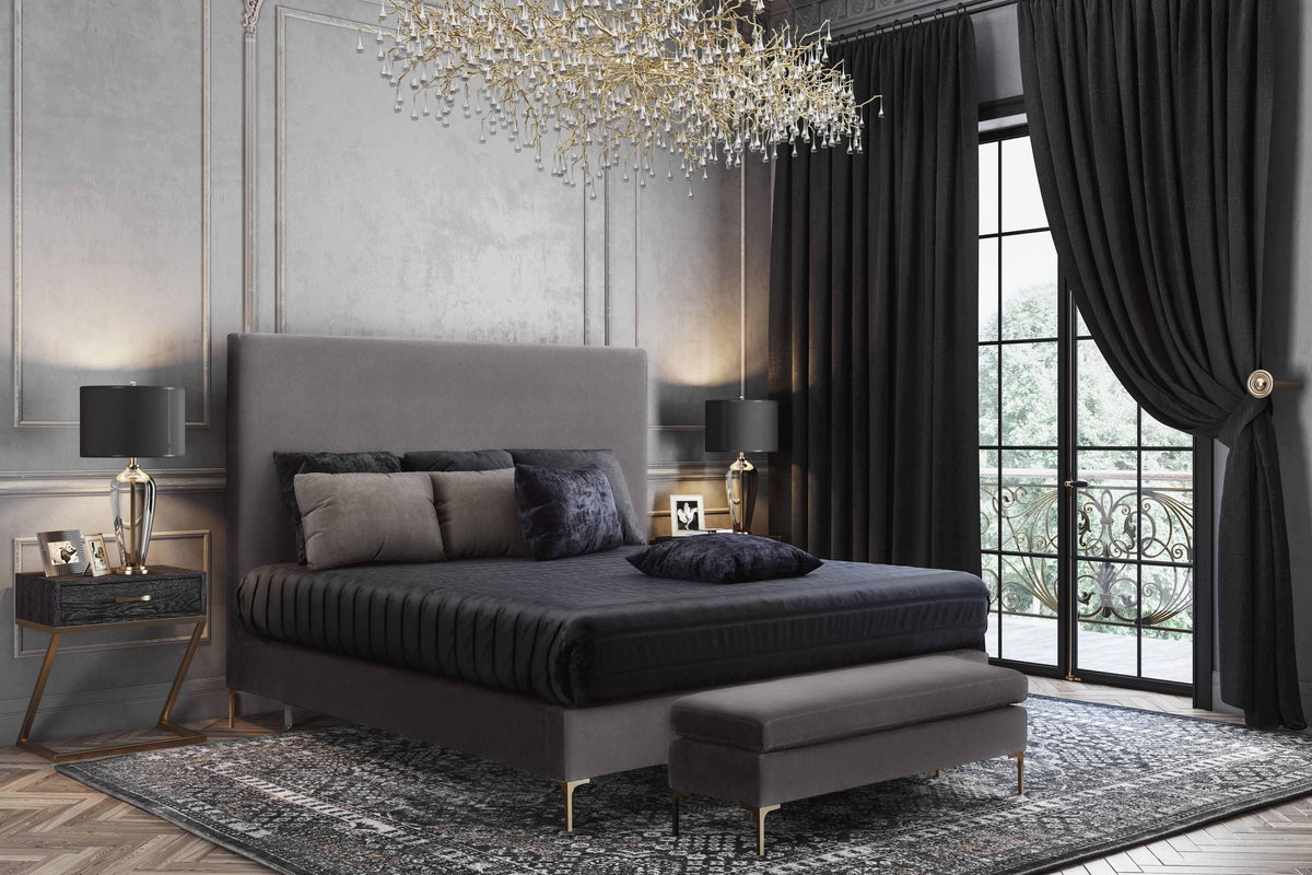 Delilah Velvet Bed in Grey / Twin by TOV Furniture – photo 6 of 9