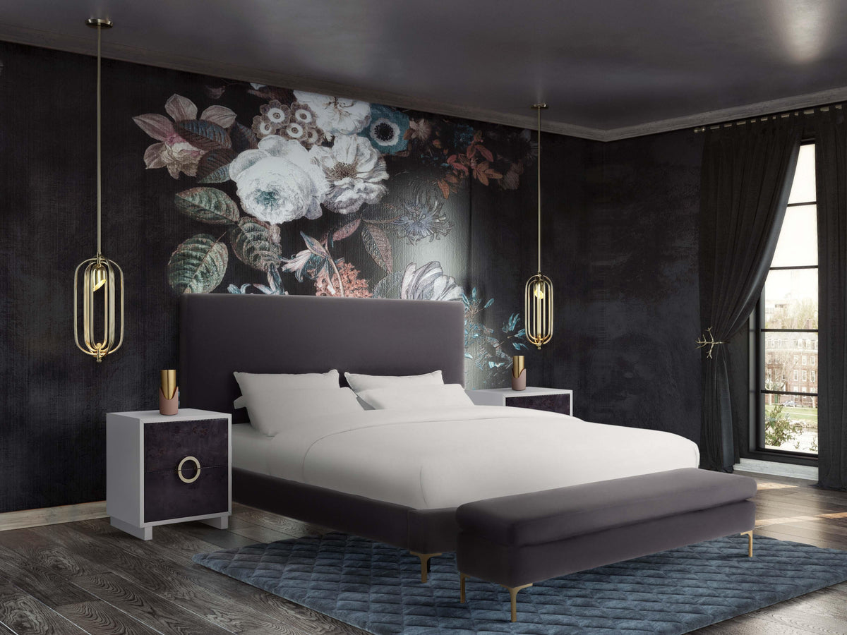 Delilah Velvet Bed in Grey / Twin by TOV Furniture – photo 7 of 9