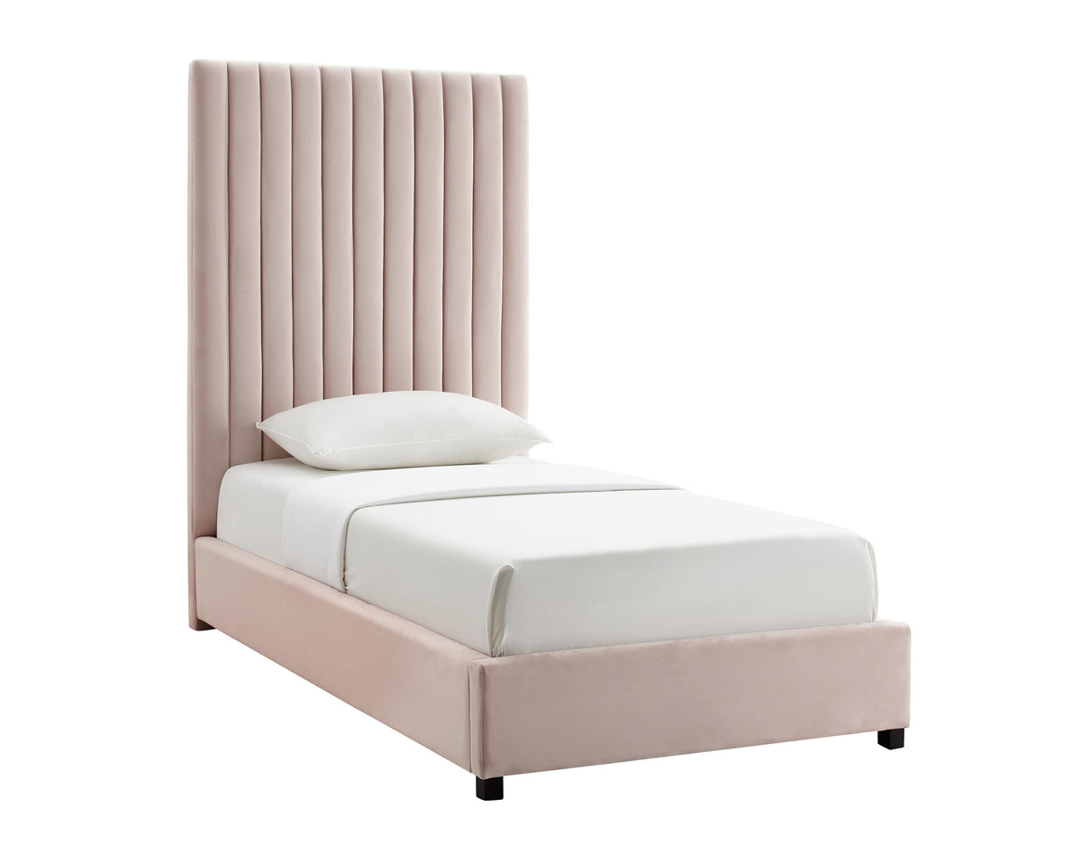 Arabelle Blush Performance Velvet Bed in Twin by TOV Furniture – photo 1 of 5