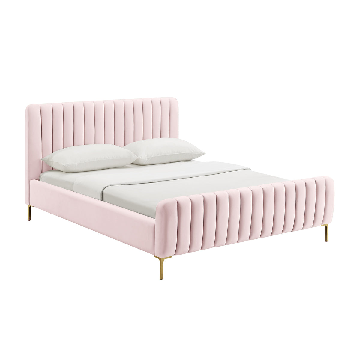 Angela Blush Performance Velvet Bed in Queen by TOV Furniture – photo 1 of 6