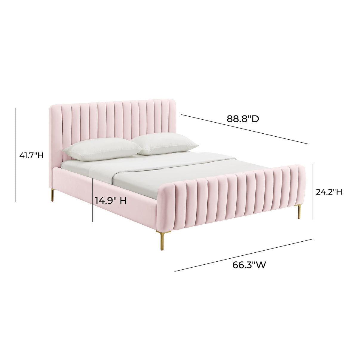 Angela Blush Performance Velvet Bed in Queen by TOV Furniture – photo 6 of 6