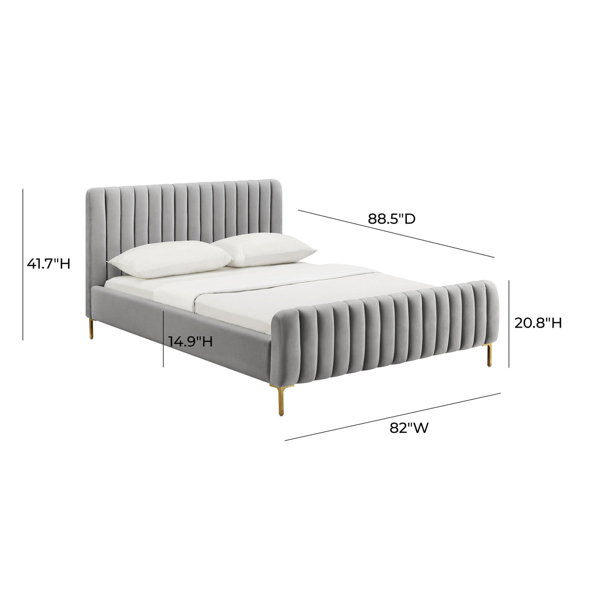 Angela Grey Performance Velvet Bed in King by TOV Furniture – photo 6 of 6