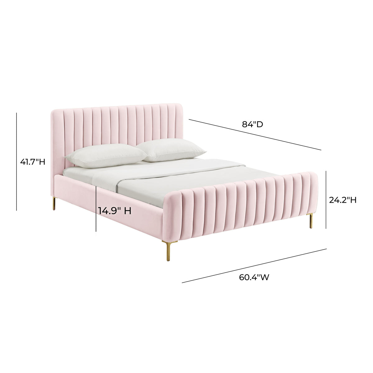 Angela Blush Performance Velvet Bed in Full by TOV Furniture – photo 6 of 6