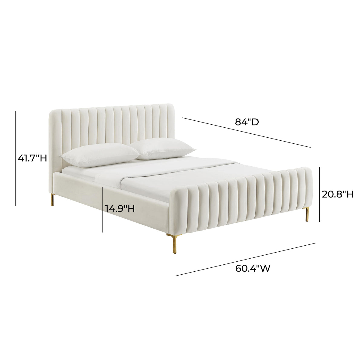 Angela Cream Performance Velvet Bed in Full by TOV Furniture – photo 6 of 6